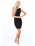 Dress with a bow on the neckline, black G52360 - Online store - Boutique